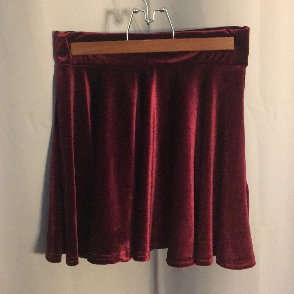 Burgundy Velvet Skater Skirt